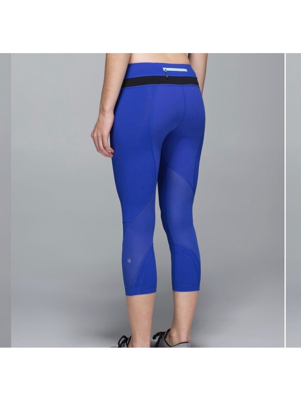 Lululemon Run Inspire Crop II SZ 4 Mesh Harbor Blue Black Luxtreme